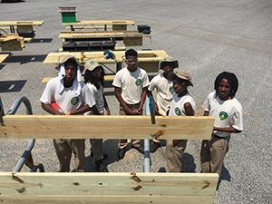 Maryland Conservation Corps Corps members building picnic tables