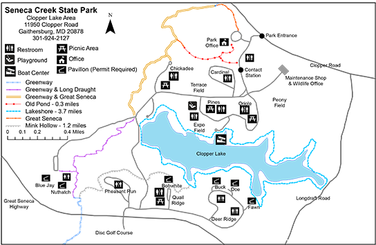 Map of Seneca Creek State Park.