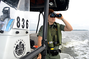 NRP Officer on patrol vessel