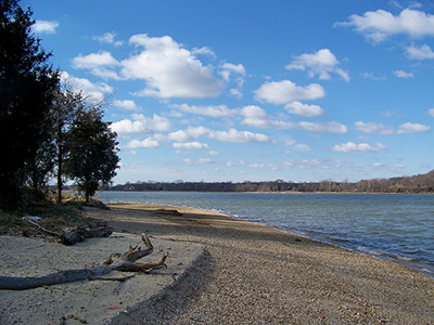 Sandy beach at Chapel Point State Park