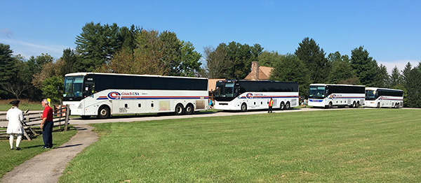 Buses lined up at Fort Frederick State Park