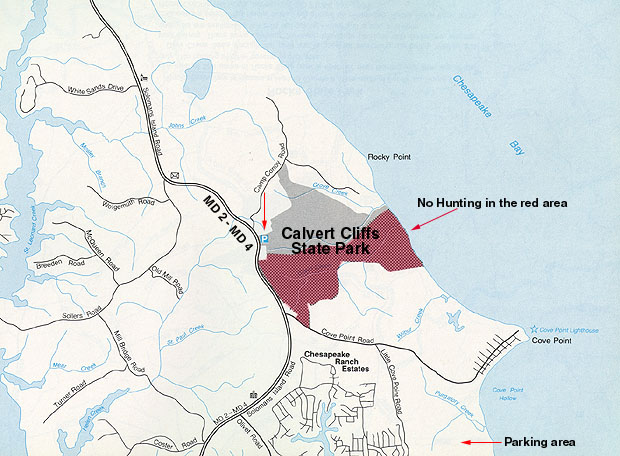 Map of Calvert Cliffs State Park