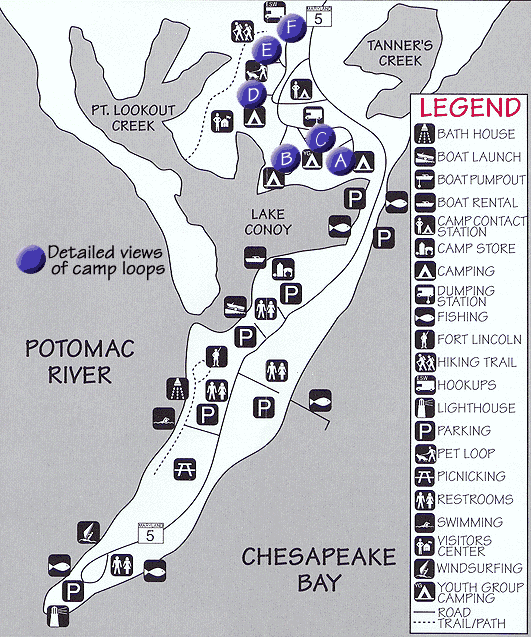 Camp Loop Map of Point Lookout State Park