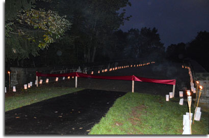 Casselman River Bridge adorned with 200 candle luminaries