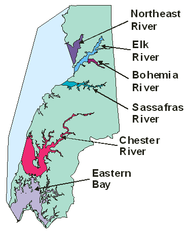 Upper Eastern Shore Map of Tributaries