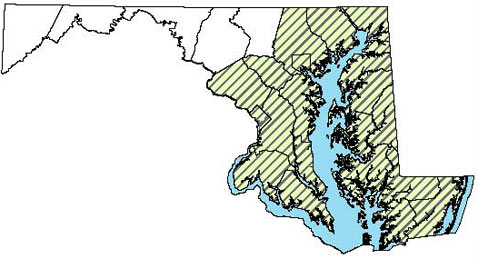Eastern Kingsnake - Distribution in Maryland